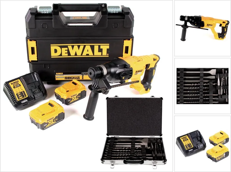 DCH 133 P2 Snoerloze combihamer 18V 2.6J SDS plus Brushless + 2x accu 5.0Ah + lader + TSTAK + 17-delige boor- en beitelset von DEWALT – Produktbild