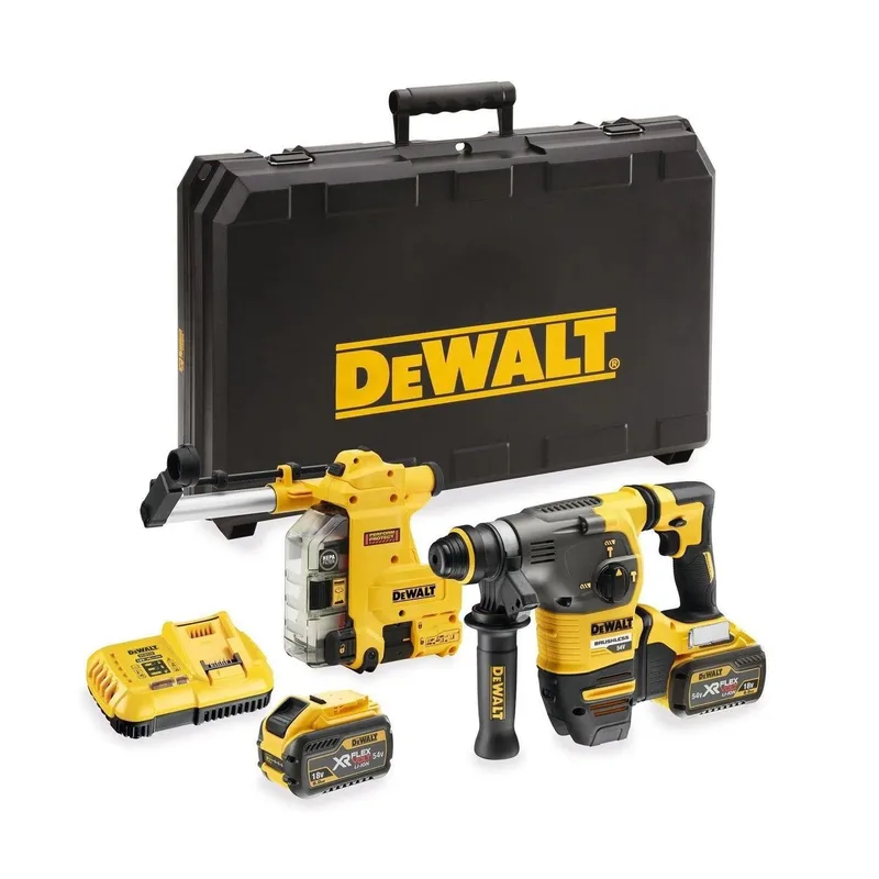 DCH335X2 Accu combihamer SDS-Plus 3,5J + stofafzuiging 54V XR FlexVolt 9.0Ah in koffer von DEWALT – Produktbild
