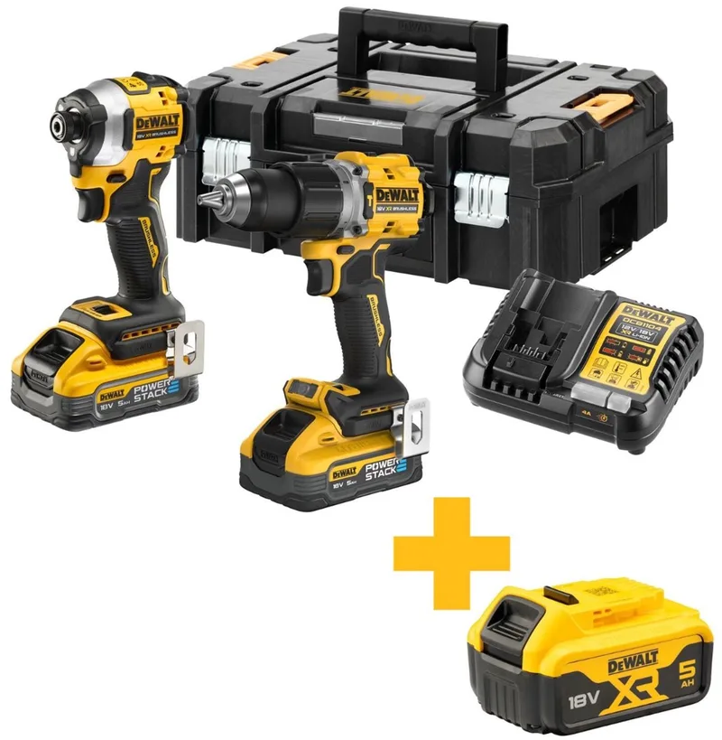 DCK2050H2T Accu combiset 2-delig (DCD805 + DCF850) 18V XR 5.0Ah POWERSTACK in TSTAK von DEWALT – Produktbild