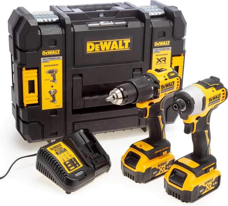 DCK2062P2T COMBOSET 18V 5,0AH LI-ION - DCD709 ACCUKLOPBOORMACHINE + DCF809 SLAGSCHROEVENDRAAIER fra DEWALT – produktbillede