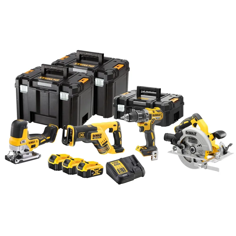 DCK480P3T Accu combiset 4-delig 18V XR 5.0Ah in TSTAK fra DEWALT – produktbillede