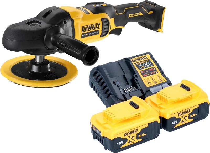 DCM 849 P2 accu-excentrische polijstmachine 18 V 180 mm borstelloos + 2x accu 5,0 Ah + lader de DEWALT – image du produit