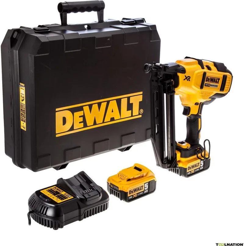 DCN660P2 18V Li-Ion Accu afwerk tacker set (2x 5.0Ah accu) in koffer - 32-63mm - 16 Gauge - koolborstelloos de DEWALT – image du produit