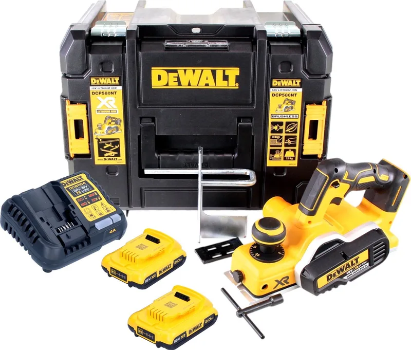DCP 580 D2 accuschaafmachine 18V 82mm + 2x accu 2.0Ah + lader + TSTAK by DEWALT – product image
