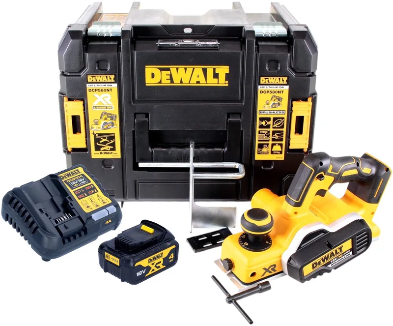 DCP 580 M1 accuschaafmachine 18V 82mm + 1x accu 4.0Ah + lader + TSTAK de DEWALT – image du produit