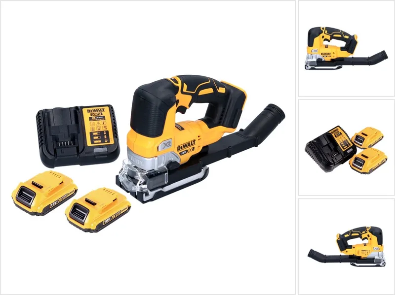 DCS 334 D2 accu-decoupeerzaag 18 V borstelloos + 2x accu 2,0 Ah + oplader van DEWALT – productafbeelding