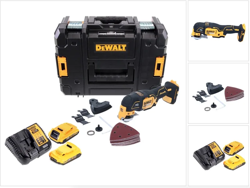 DCS 355 D2 accu-oscillator multitool 18 V borstelloos + 2x accu 2,0 Ah + oplader + accessoires + TSTAK by DEWALT – product image
