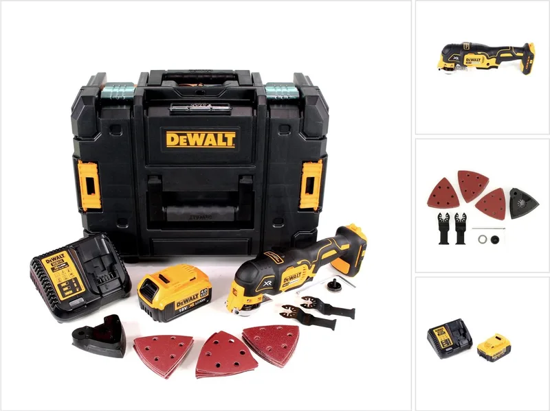 DCS 355 M1 accu-oscillator multitool 18 V borstelloos + 1x accu 4,0 Ah + oplader + accessoires + TSTAK de DEWALT – image du produit
