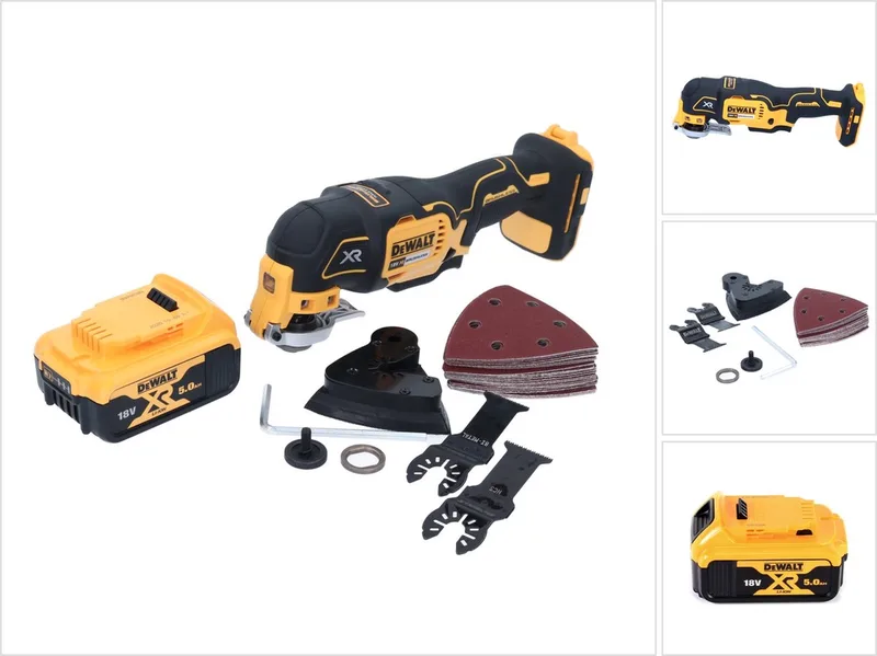 DCS 355 N accu-oscillator multitool 18 V borstelloos + 1x accu 5,0 Ah + accessoires - zonder oplader by DEWALT – product image