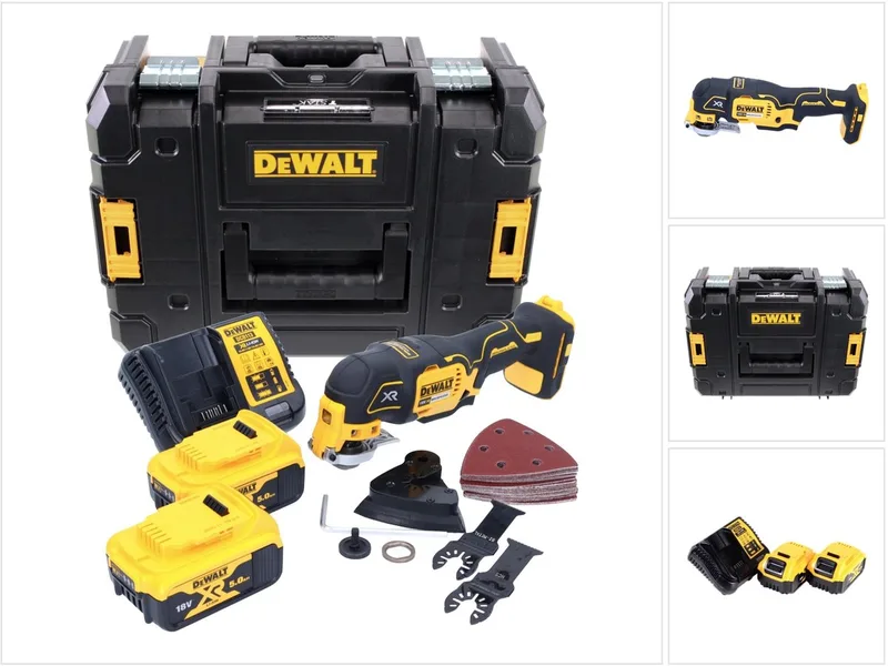 DCS 355 P2 accu-oscillator multitool 18 V borstelloos + 2x accu 5,0 Ah + oplader + accessoires + TSTAK by DEWALT – product image