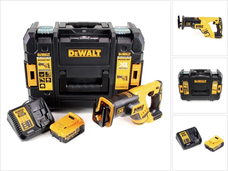 DCS 367 M1 Accu Reciprozaag 18V Brushless + 1x accu 4,0Ah + lader + TSTAK fra DEWALT – produktbillede