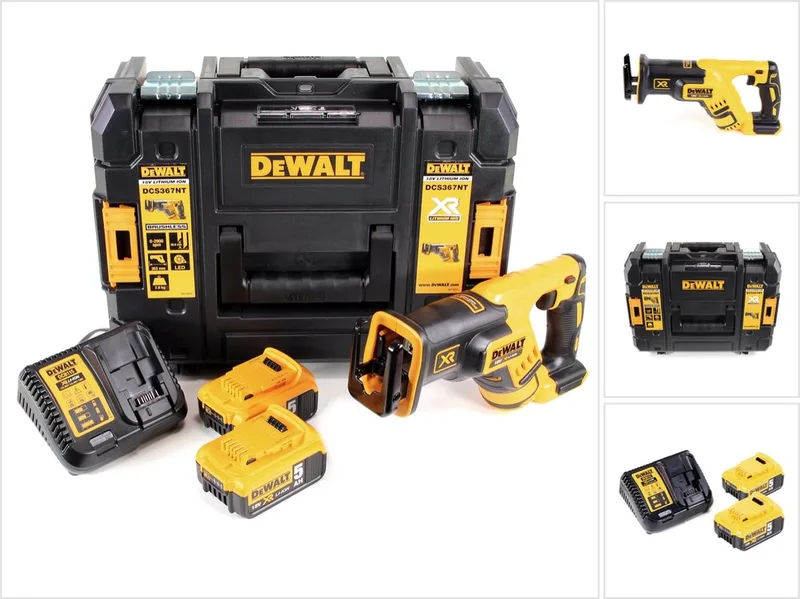 DCS 367 P2 Accu Reciprozaag 18V Brushless + 2x accu 5,0Ah + lader + TSTAK von DEWALT – Produktbild