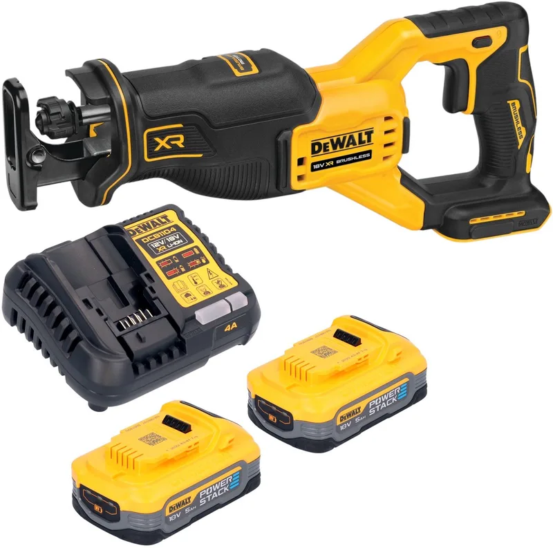 DCS 382 H2 accu reciprozaag sabelszaag 18 V borstelloos + 2x Powerstack accu 5,0 Ah + oplader von DEWALT – Produktbild