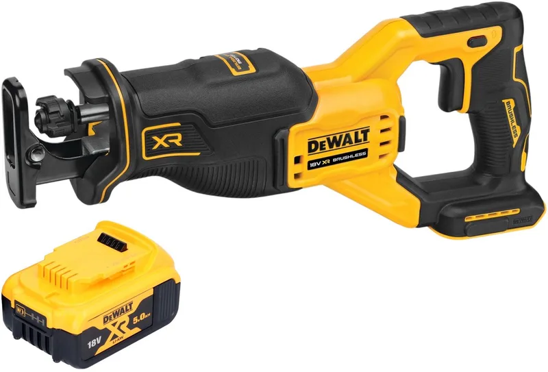 DCS 382 N accu reciprozaag sabelszaag 18 V borstelloos + 1x accu 5,0 Ah - zonder oplader från DEWALT – produktbild