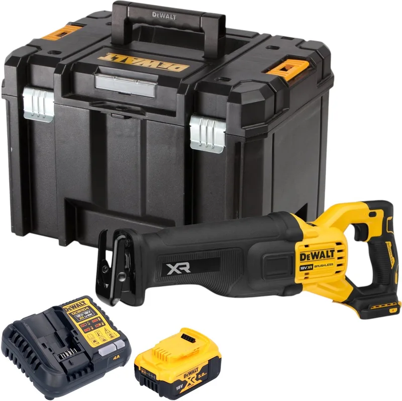 DCS 386 P1T accu-reciprozaag 18 V borstelloos + 1x oplaadbare accu 5.0 Ah + lader + TSTAK von DEWALT – Produktbild