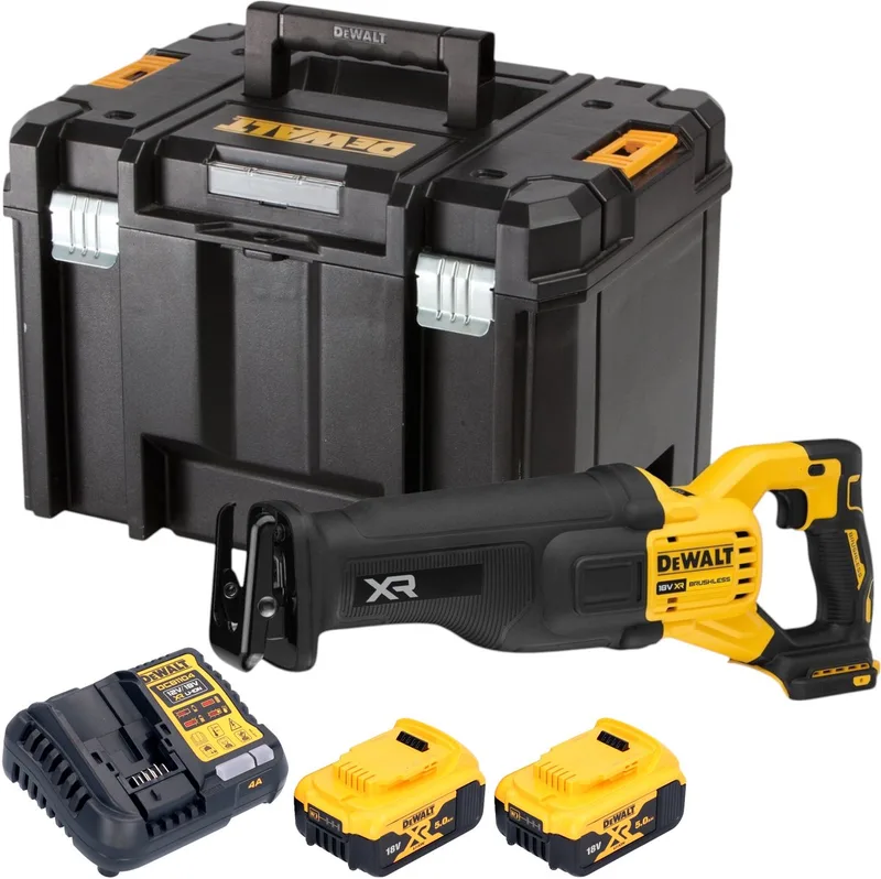 DCS 386 P2T accu reciprozaag 18 V borstelloos + 2x accu 5.0 Ah + lader + TSTAK von DEWALT – Produktbild
