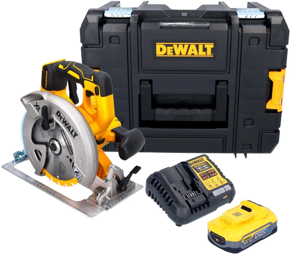 DCS 570 H1T accu-handcirkelzaag 18 V 184 mm borstelloos + 1x Powerstack-accu 5,0 Ah + oplader + TSTAK de DEWALT – image du produit