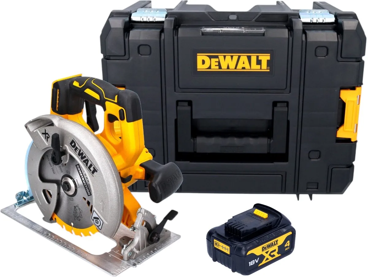 DCS 570 NT accu-handcirkelzaag 18 V 184 mm borstelloos + 1x accu 4,0 Ah + TSTAK - zonder oplader van DEWALT – productafbeelding
