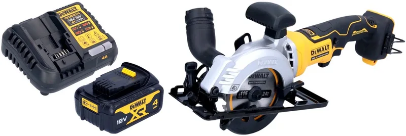 DCS 571 M1 Accu-cirkelzaag 18 V 115 mm borstelloos + 1x accu 4.0 Ah + lader von DEWALT – Produktbild