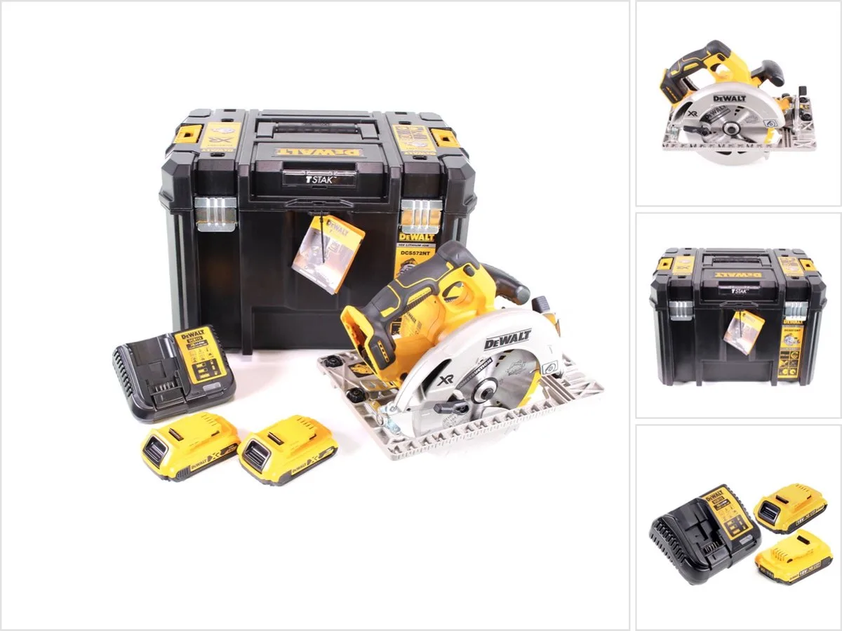 DCS 572 D2 accu-handcirkelzaag 18V 184 x 16 mm + 2x accu 2,0Ah + oplader + T-STAK by DEWALT – product image