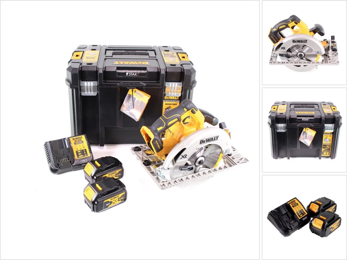 DCS 572 M2 accu-handcirkelzaag 18 V 184 x 16 mm + 2x accu 4,0 Ah + oplader + T-STAK de DEWALT – image du produit