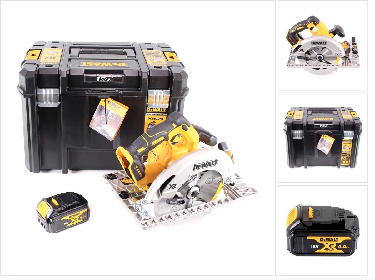 DCS 572 NT accu-handcirkelzaag 18V 184 x 16 mm + 1x accu 4,0Ah + T-STAK - zonder oplader de DEWALT – image du produit
