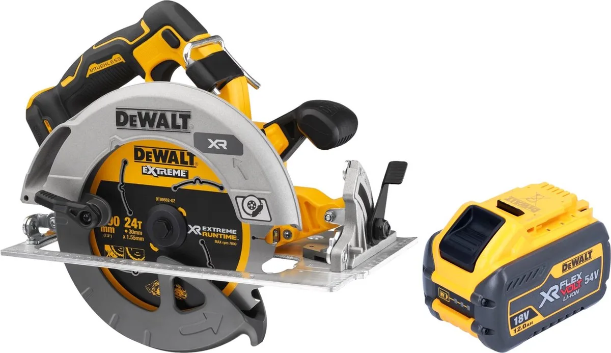 DCS 573 N Accu-cirkelzaag 18 V 190 x 30 mm borstelloos + 1x accu 12,0 Ah - zonder lader von DEWALT – Produktbild