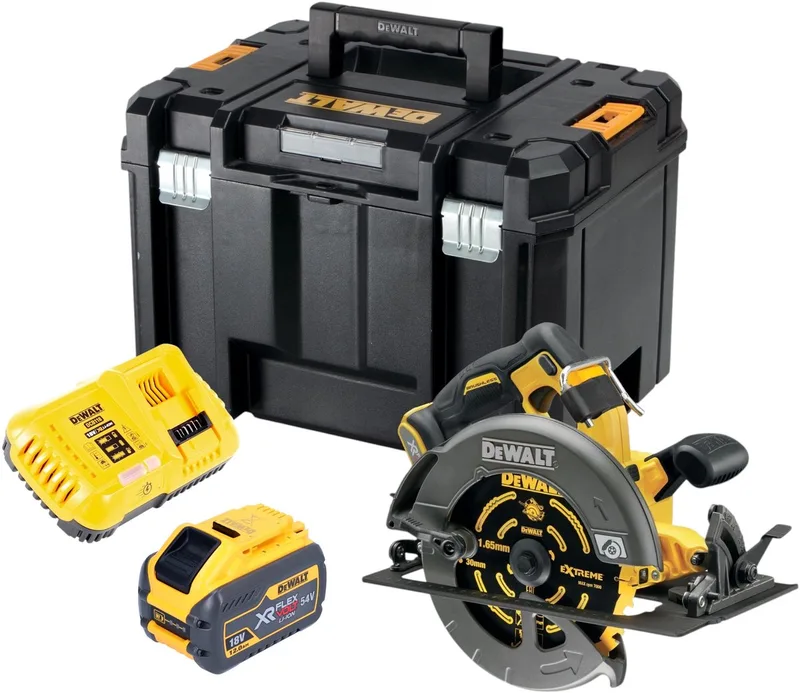 DCS 578 NT Accucirkelzaag 54V XR FlexVolt 190 mm borstelloos + zaagblad + TSTAK - zonder accu, zonder oplader van DEWALT – productafbeelding