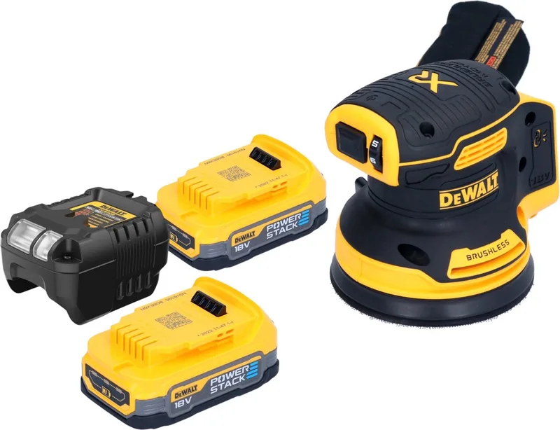 DCW 210 E2 accu excentrische schuurmachine 18 V 125 mm borstelloos + 2x Powerstack accu 1,7 Ah + oplader de DEWALT – image du produit