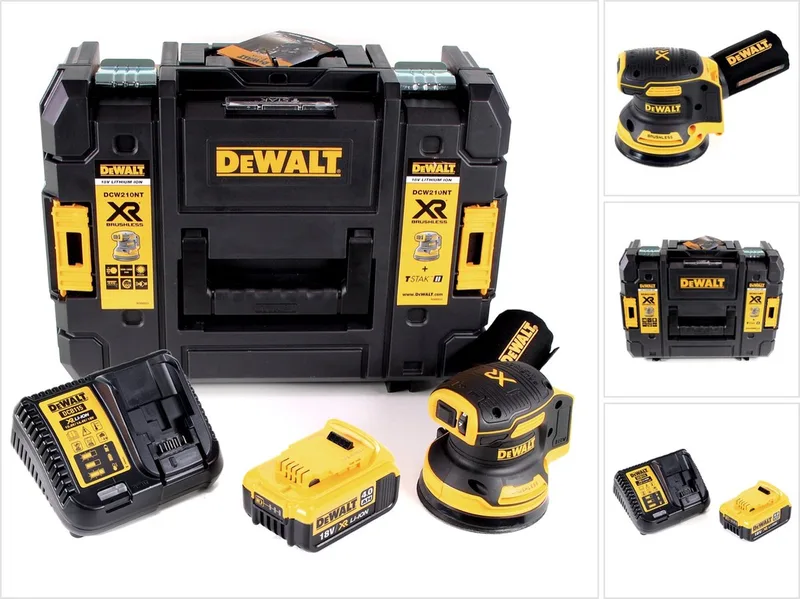 DCW 210 M1 accu excentrische schuurmachine borstelloos 18 V 12.000 tpm 125 mm + 1x accu 4,0 Ah + 1x snellader in TSTAK by DEWALT – product image