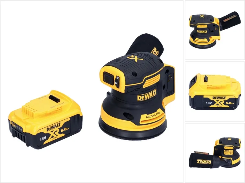 DCW 210 N Accuschuurmachine 18 V 125 mm borstelloos + 1x accu 5.0 Ah - zonder lader von DEWALT – Produktbild