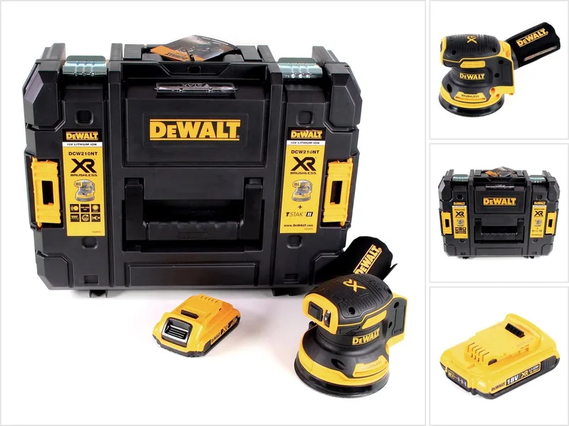 DCW 210 NT accu excentrische schuurmachine borstelloos 18 V 12.000 tpm 125 mm + 1x accu 2,0 Ah in TSTAK - zonder oplader by DEWALT – product image