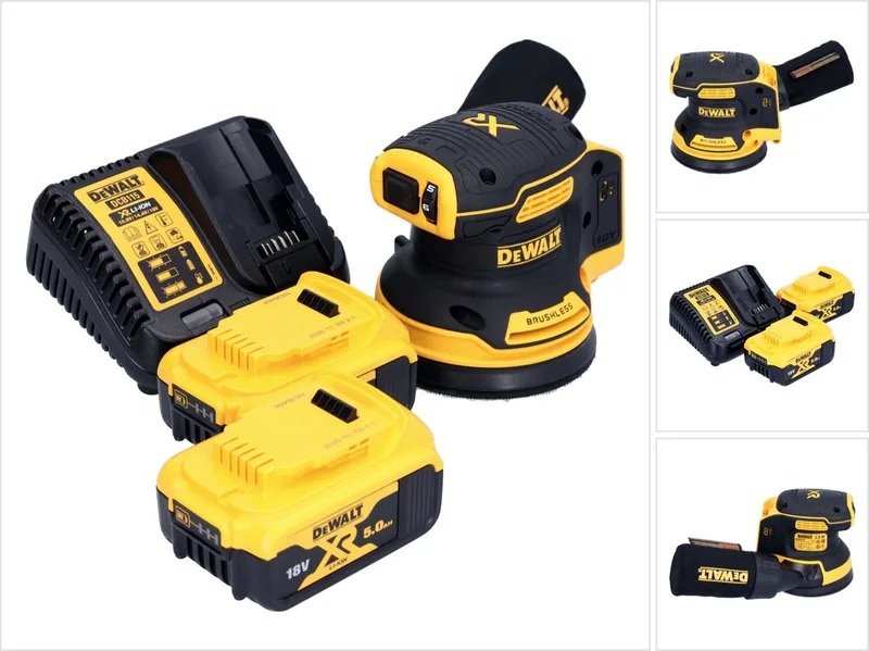 DCW 210 P2 accu excentrische schuurmachine 18 V 125 mm borstelloos + 2x accu 5.0 Ah + lader von DEWALT – Produktbild