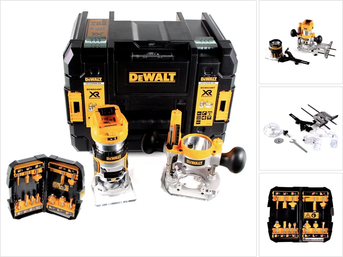 DCW 604 NT accu-combi-frees 18 V 55 mm + freesset 12-delig in TSTAK - zonder accu en oplader by DEWALT – product image