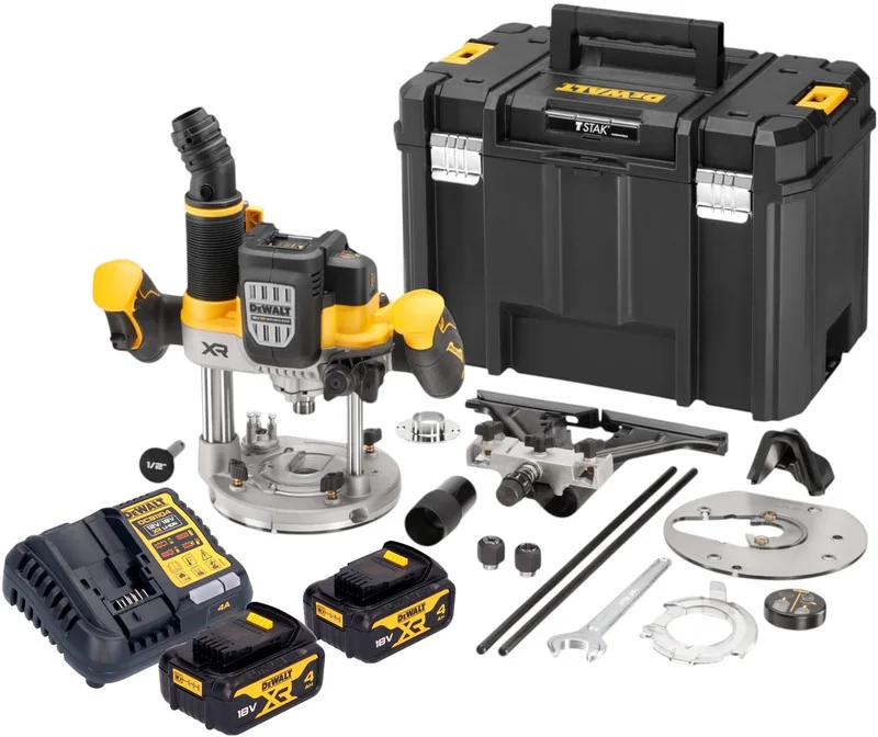 DCW 620 M2T bovenfrees 18 V 12 mm borstelloos + 2x accu 4.0 Ah + lader + TSTAK de DEWALT – image du produit