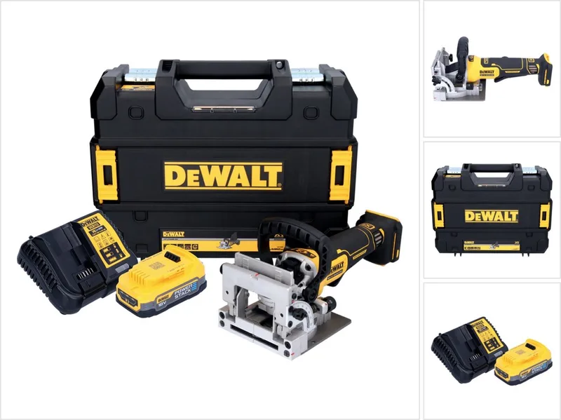 DCW 682 E1T accu platte deuvelfrees 18 V 102 x 20 mm borstelloos + 1x Powerstack accu 1,7 Ah + lader + TSTAK von DEWALT, Schwarz – Produktbild
