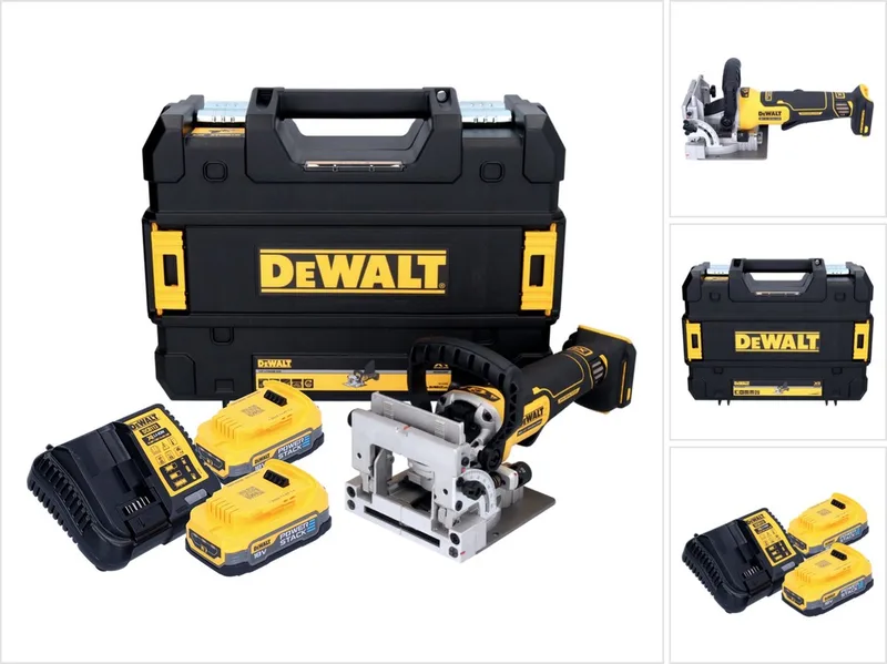 DCW 682 E2T accu platte deuvelfrees 18 V 102 x 20 mm borstelloos + 2x Powerstack accu 1,7 Ah + lader + TSTAK de DEWALT, Jaune – image du produit