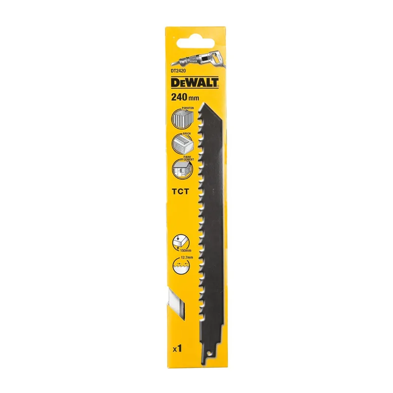 DeWALT 240 mm Reciprozaagblad cellentbeton, rode baksteen, Poroton en vezelcementplaten - DT2420 de DEWALT – image du produit
