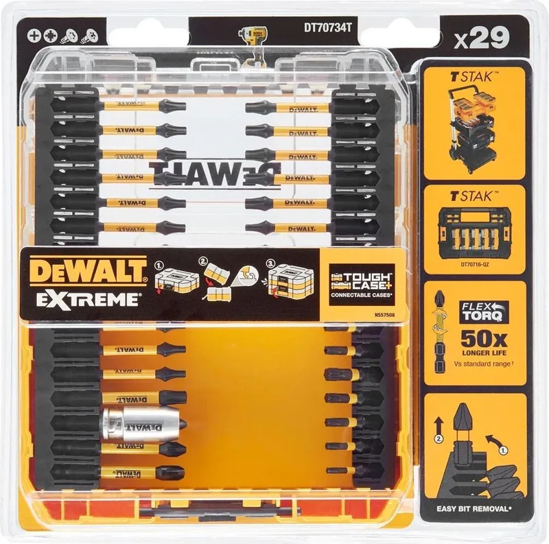 DeWALT 29-delig FLEXTORQ schroefbitset in TOUGH CASE - DT70734T de DEWALT – image du produit