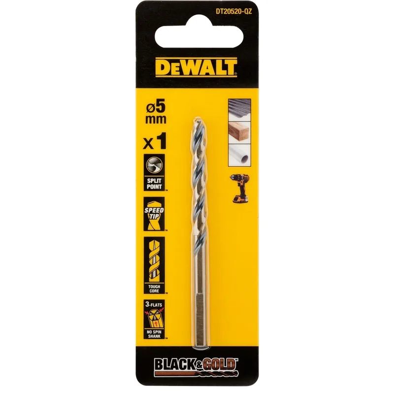 DeWALT 5mm EXTREME™ Black&Gold Metaalboor - DT20520 by DEWALT – product image