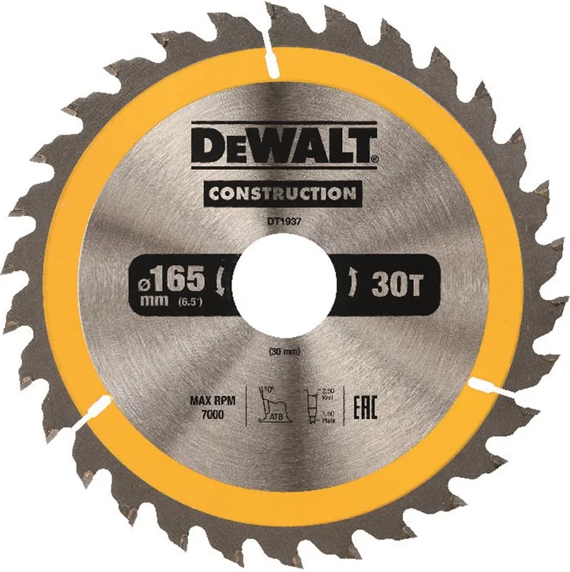 DT1937 - Cirkelzaagblad - 165 mm - 30 Tanden - Houtbewerking von DEWALT – Produktbild