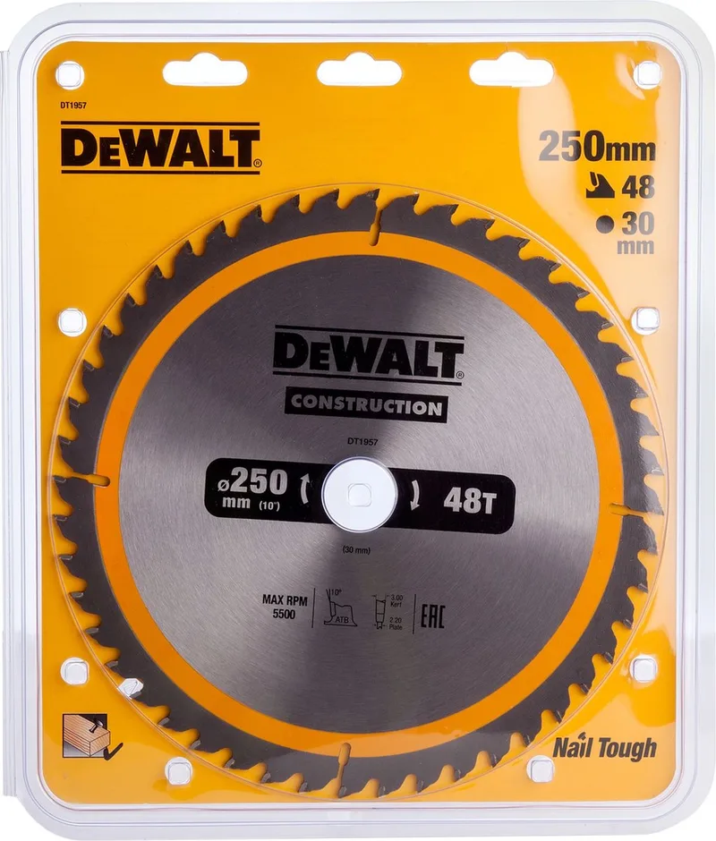 DT1957-QZ - Cirkelzaagblad - 250mm - 48 Tanden - Professioneel by DEWALT – product image