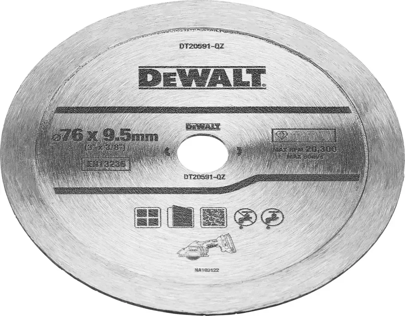 DT20591-QZ DT20591-QZ Diamanttrennscheibe Durchmesser 76 mm Bohrungs-Ø 9.5 mm Wandfliesen 1 St. van DEWALT – productafbeelding