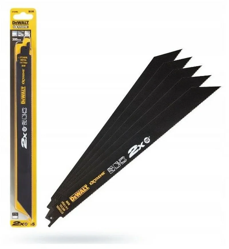 DT2409L-QZ Reciprozaagbladen voor Metaal - 305 mm - 14/18 TPI - Bi-Metaal - 2X Long Life - Set van 5 stuks de DEWALT – image du produit