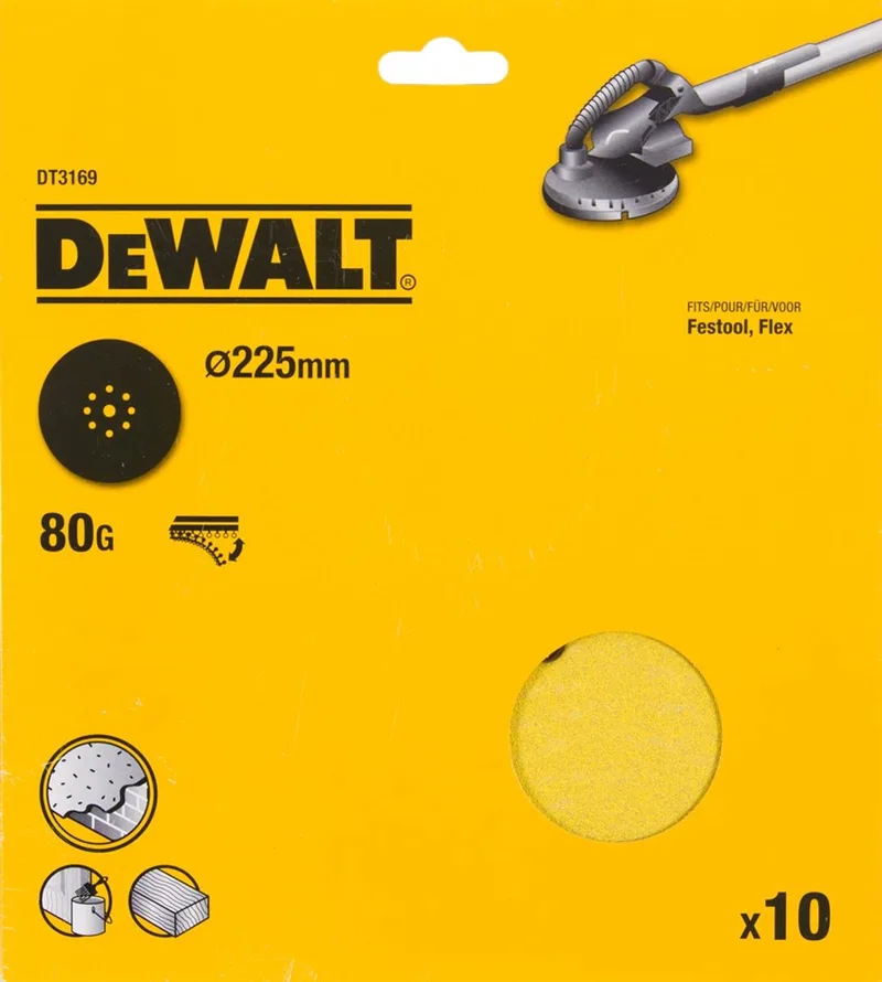 DT3169 - Schuurpapier Schijven - 225mm - 9 Gaten - P80 de DEWALT – image du produit