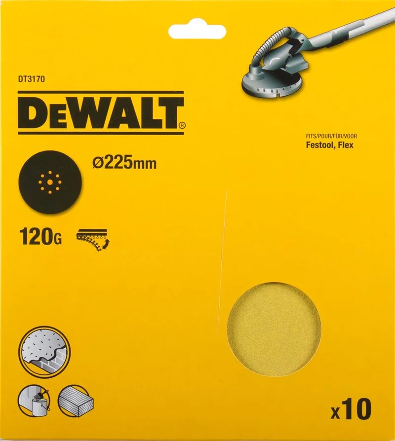 DT3170-QZ - Schuurpapier - 225mm - 9 Gaten - P120 de DEWALT – image du produit