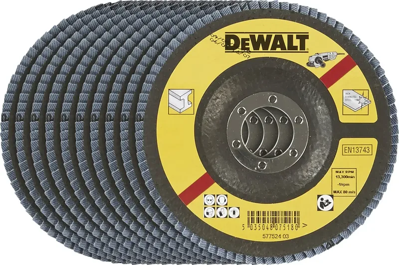 DT3256-QZ DT3256-QZ Fächerschleifscheibe Durchmesser 115 mm Bohrungs-Ø 22.2 mm Körnung (num) 60 Eisen 1 St. van DEWALT – productafbeelding