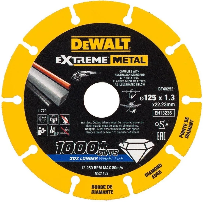DT40252-QZ Extreme Diamantdoorslijpschijf voor Metaal - Ø 125 mm - Meer dan 1000 snedes - Constante zaagdiepte - Voor Staal, RVS en Gietijzer de DEWALT – image du produit