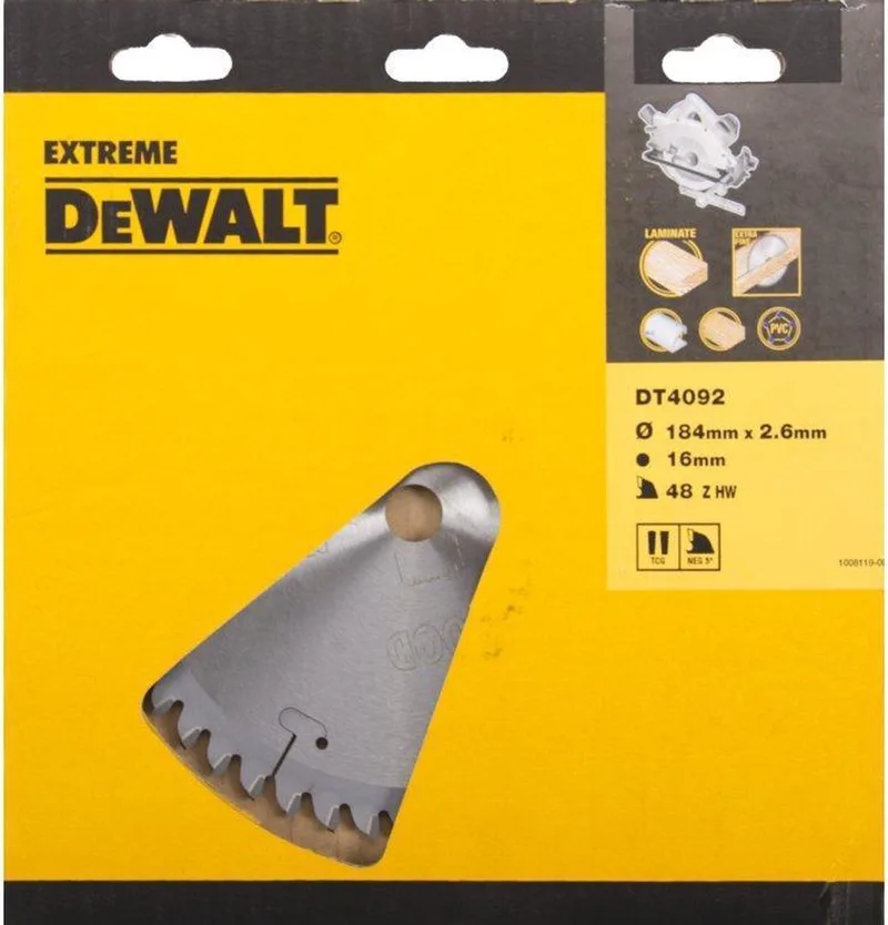 DT4092 Extreme Cirkelzaagblad - 184 x 16 x 48T - Hout / Laminaat von DEWALT – Produktbild