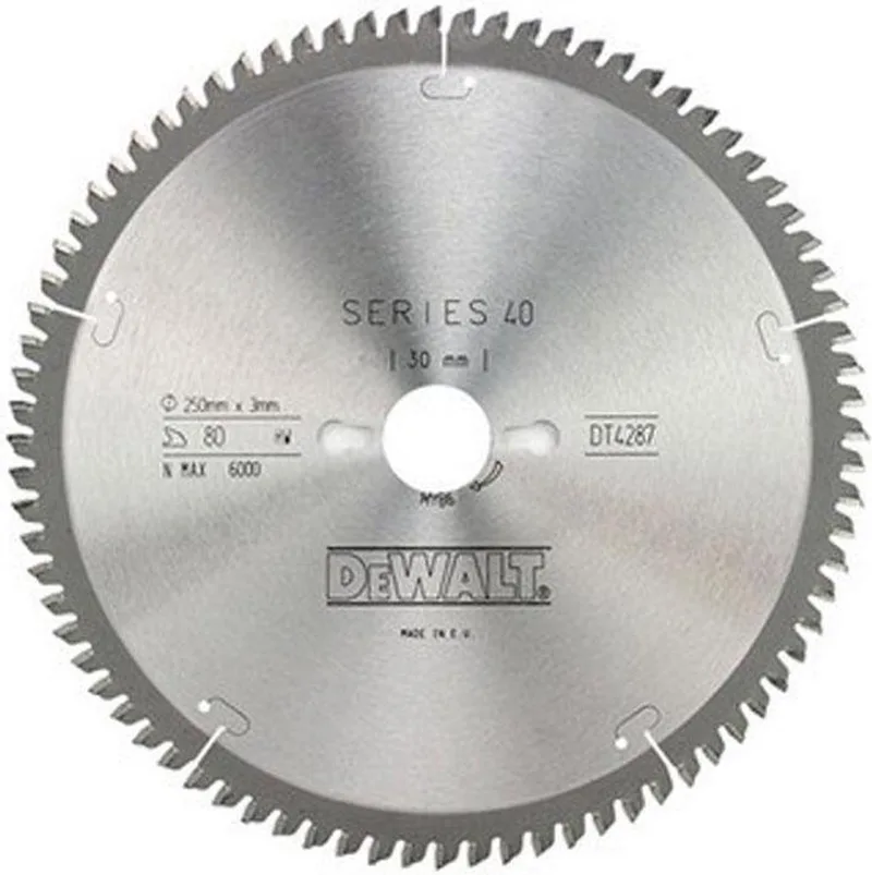 DT4287 Extreme Cirkelzaagblad - 250 x 30 x 80T - Hout / Laminaat / Aluminium de DEWALT – image du produit